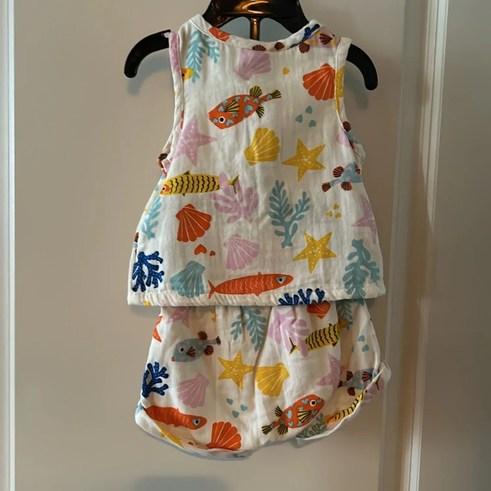 OLD NAVY Baby Girl 2pc outfit Under the sea sz 3-6 mo NWT